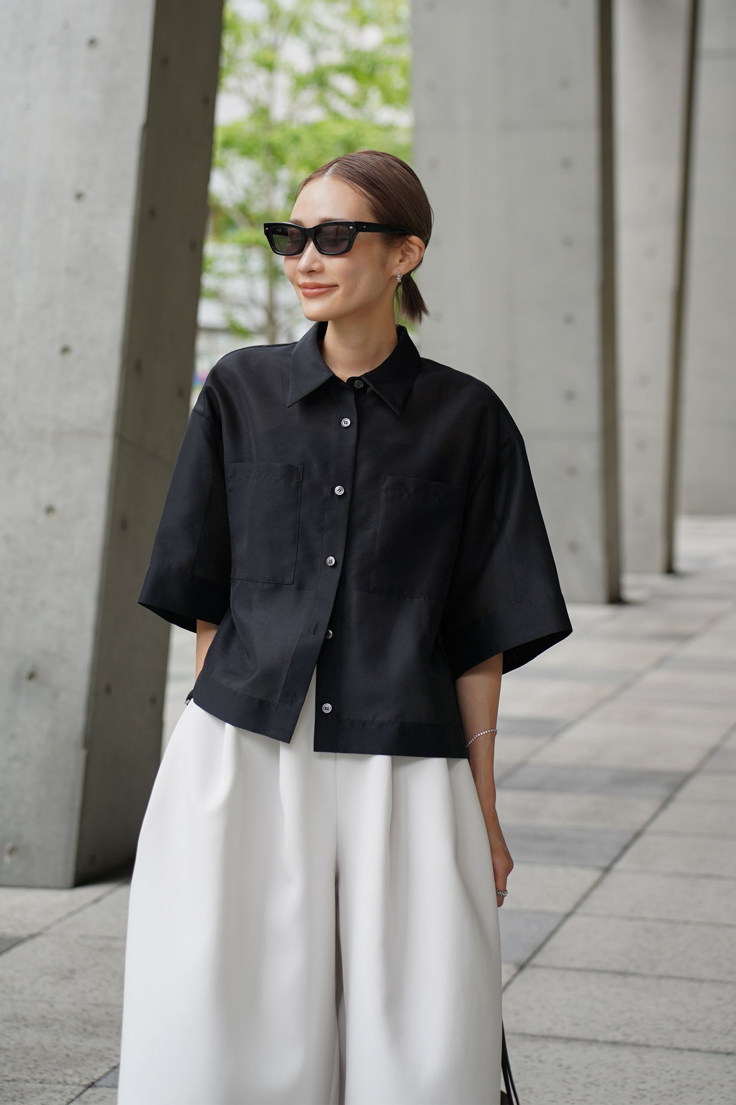 クロップドシャツ【BLACK】