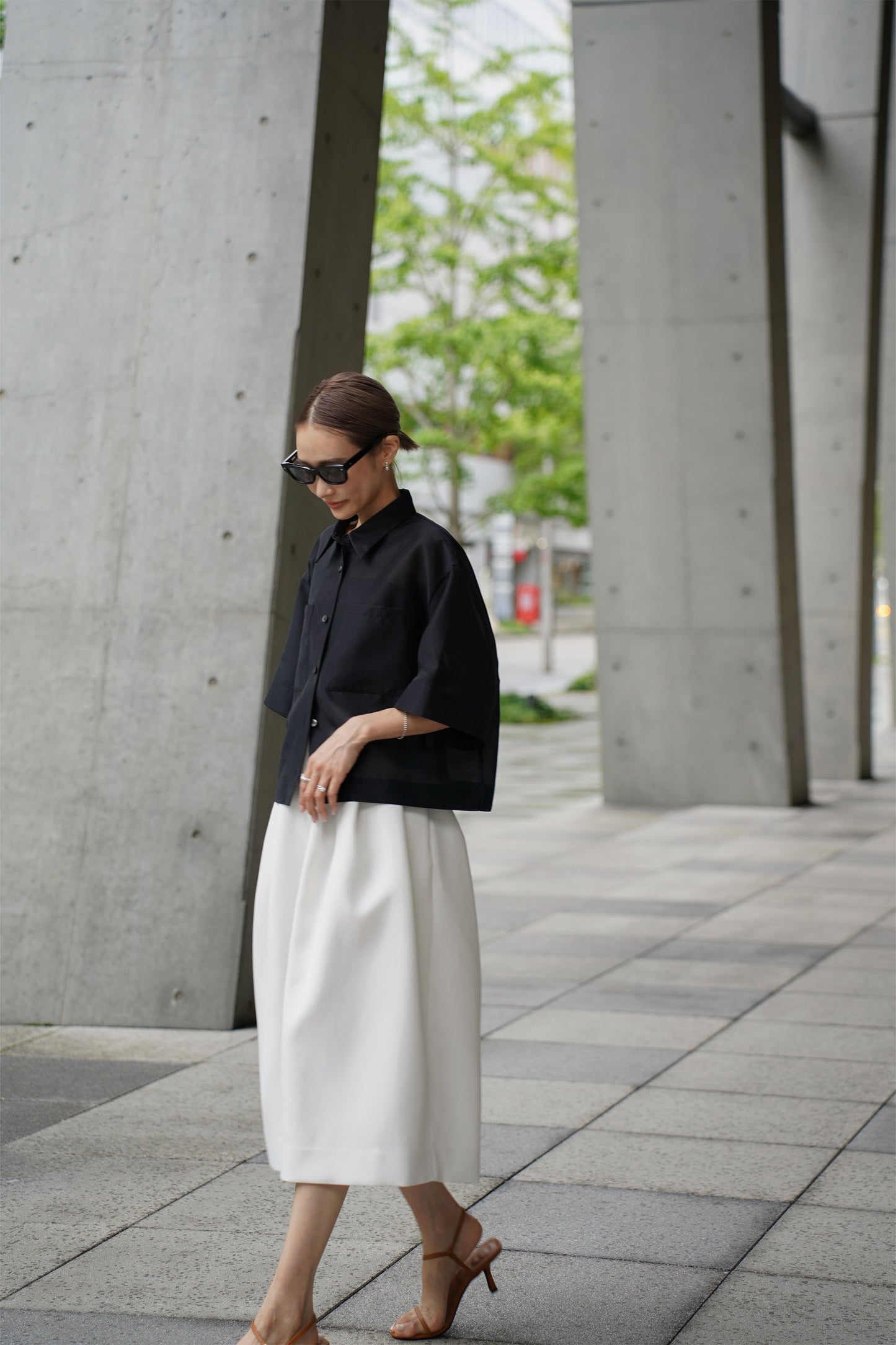 クロップドシャツ【BLACK】