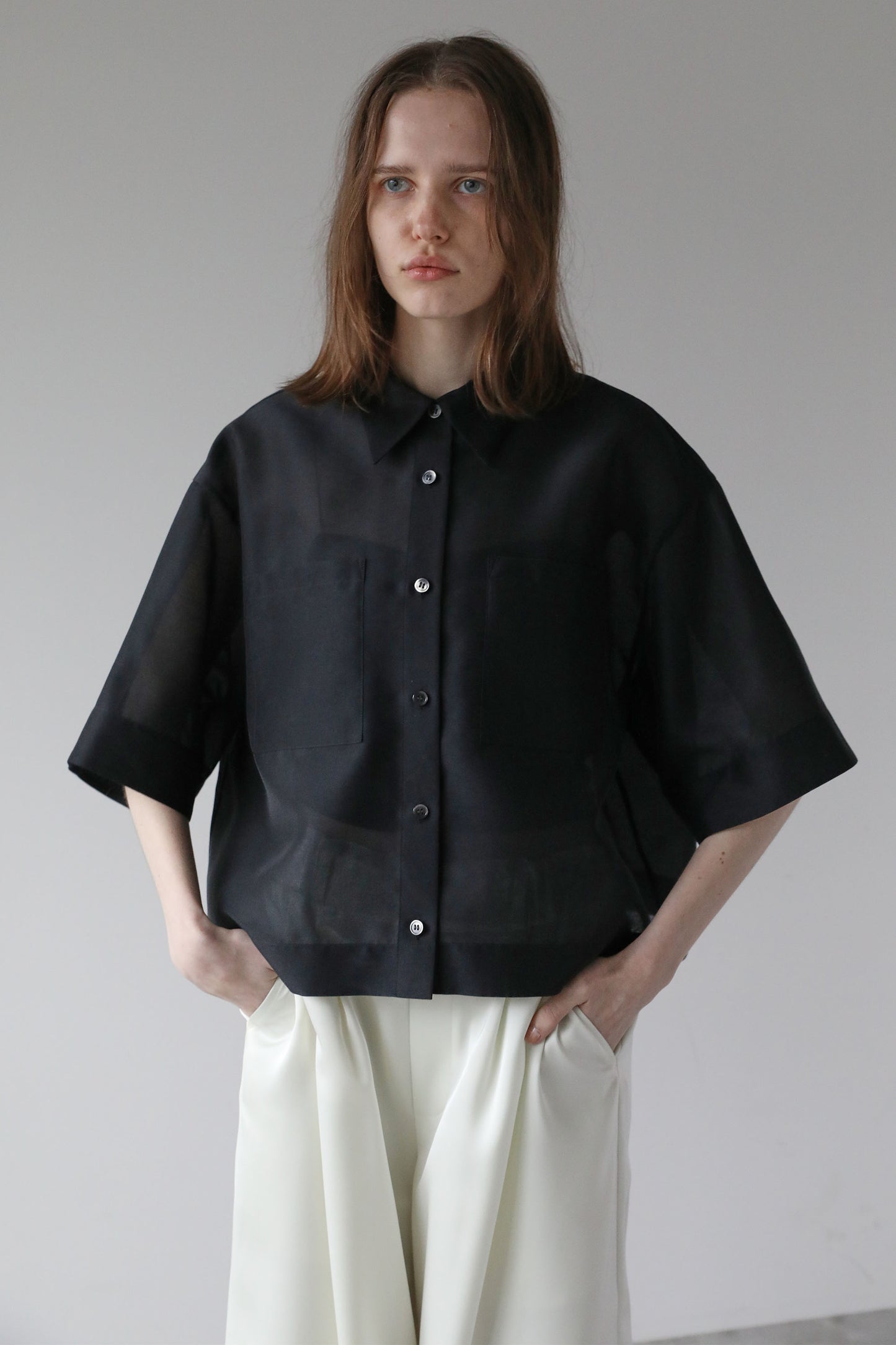 クロップドシャツ【BLACK】
