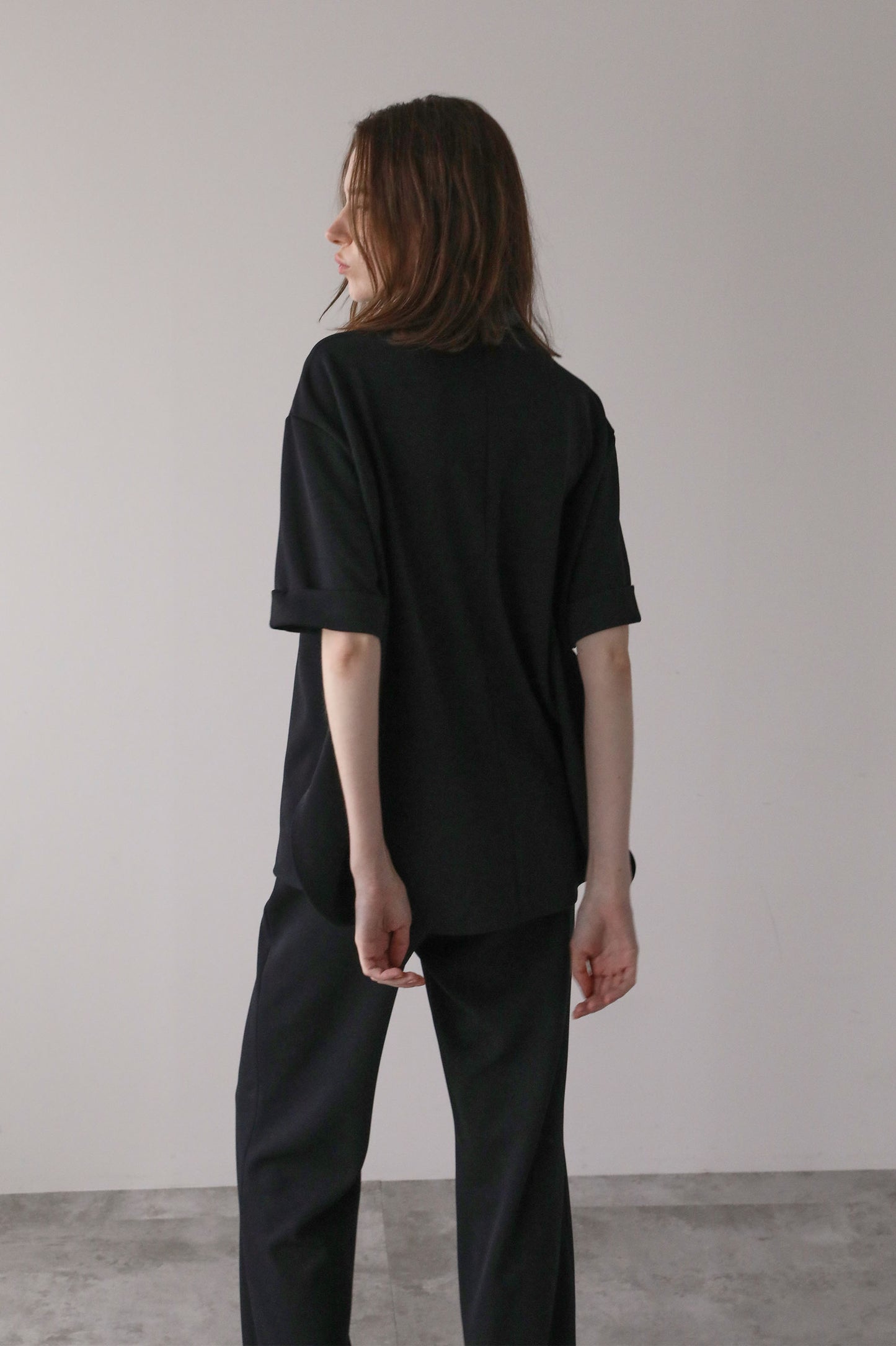 【予約販売5月末配送】ジョーゼットサテンカラートップス【BLACK】