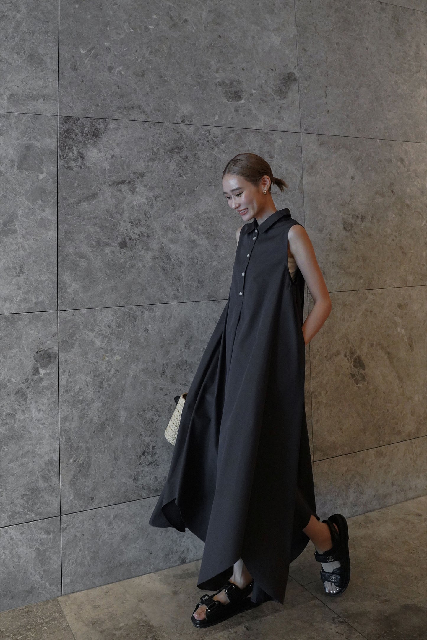 ヘムラインワンピース【BLACK】