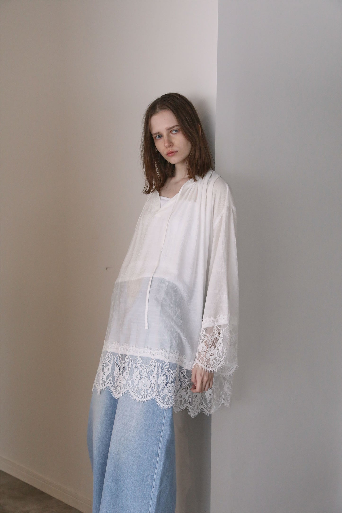 レースチュニックワンピース【WHITE】