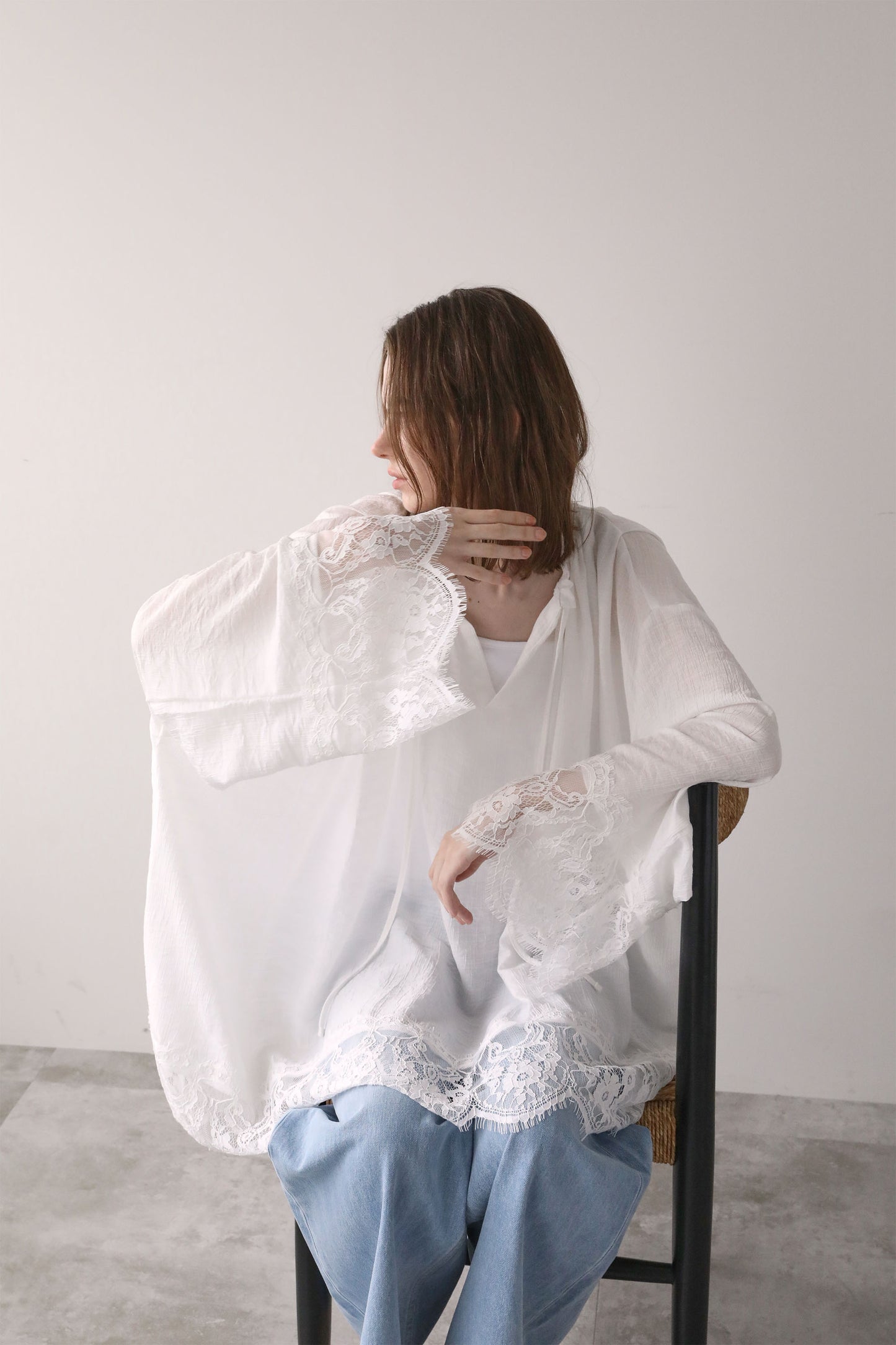 レースチュニックワンピース【WHITE】