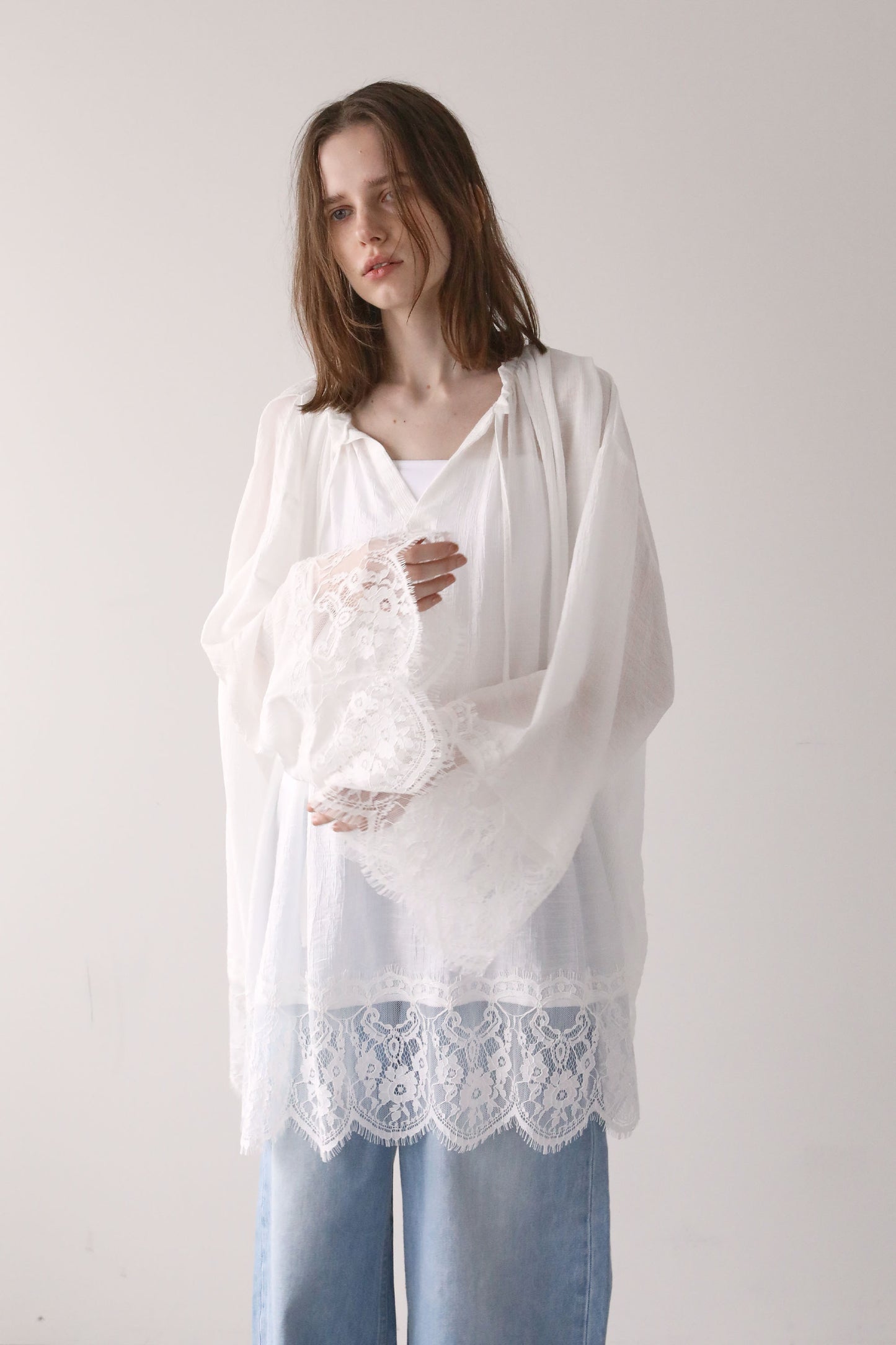 レースチュニックワンピース【WHITE】