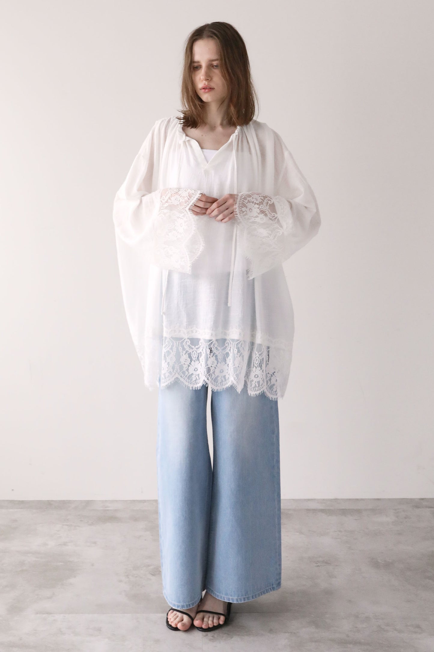 レースチュニックワンピース【WHITE】