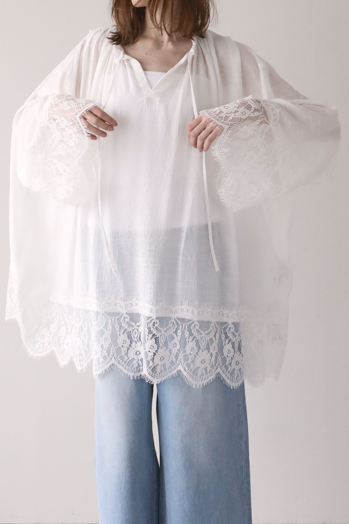 レースチュニックワンピース【WHITE】