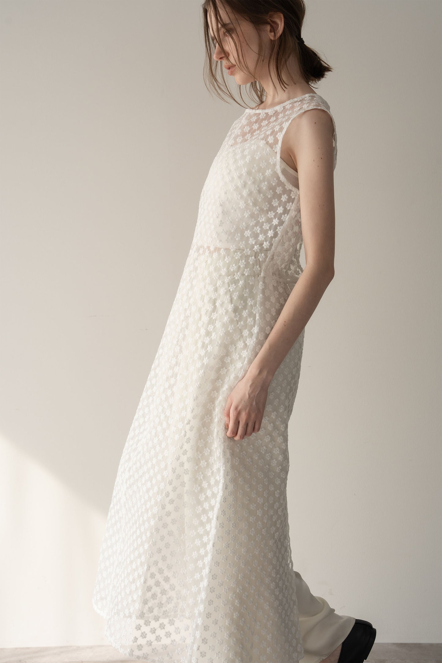 フラワーレイヤードワンピース【WHITE】