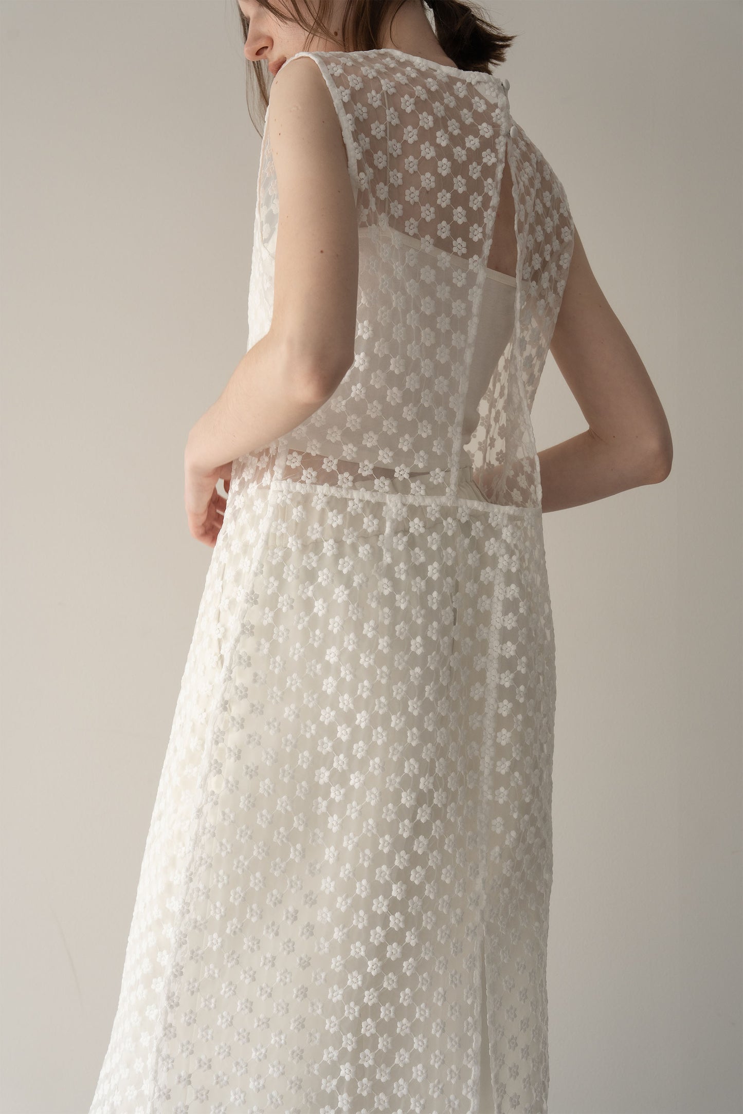 フラワーレイヤードワンピース【WHITE】