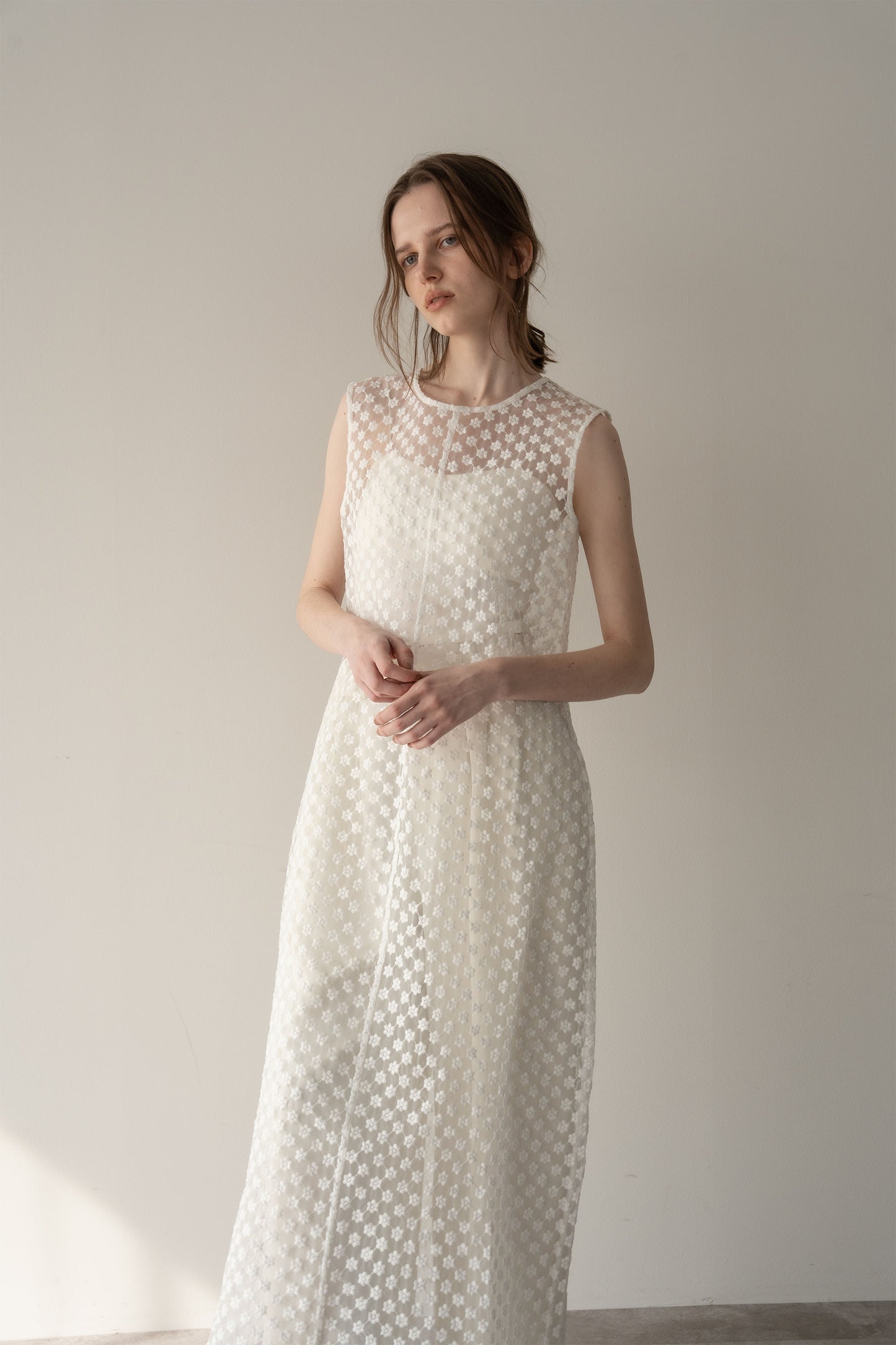 フラワーレイヤードワンピース【WHITE】