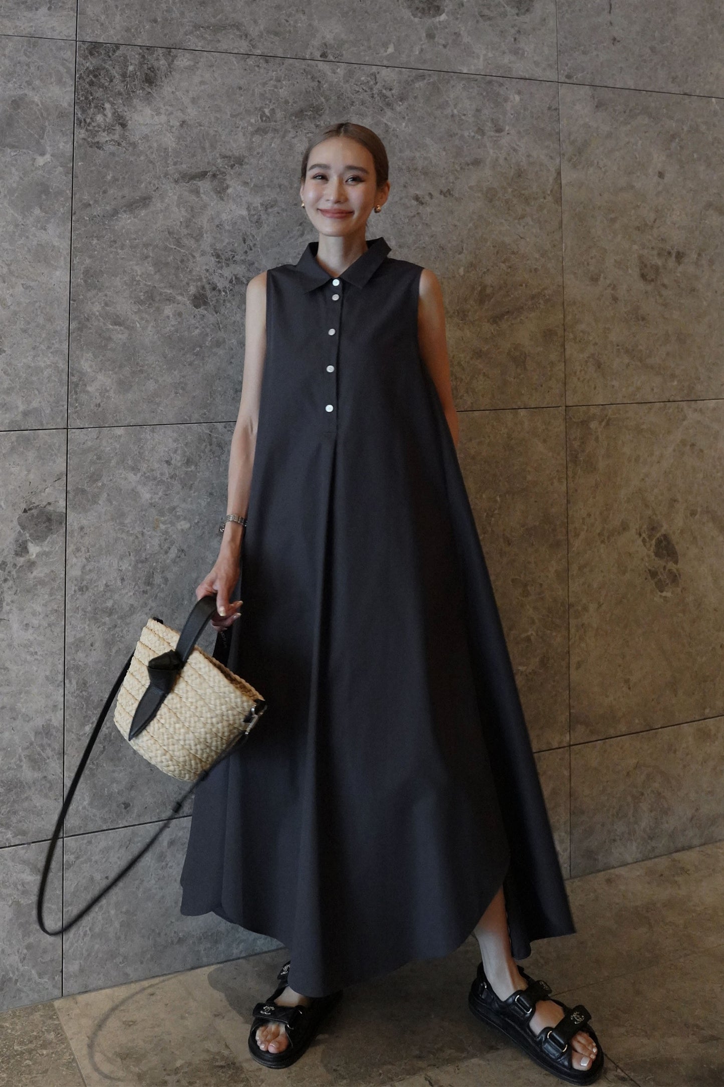 ヘムラインワンピース【BLACK】
