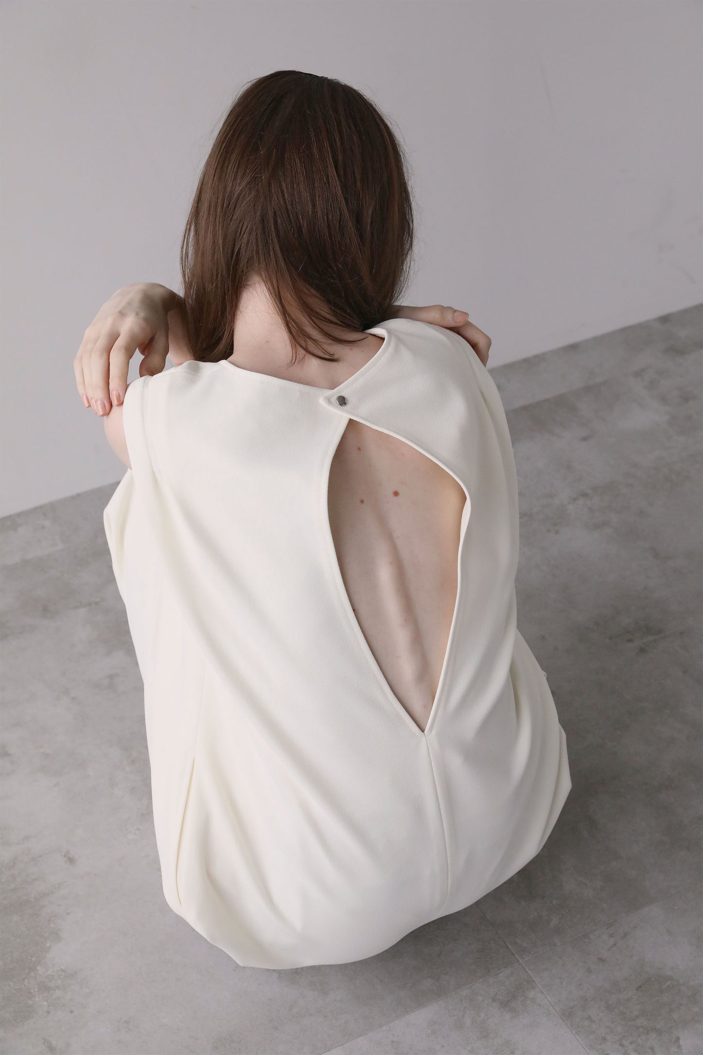ジョーゼットノースリーブワンピース【WHITE】