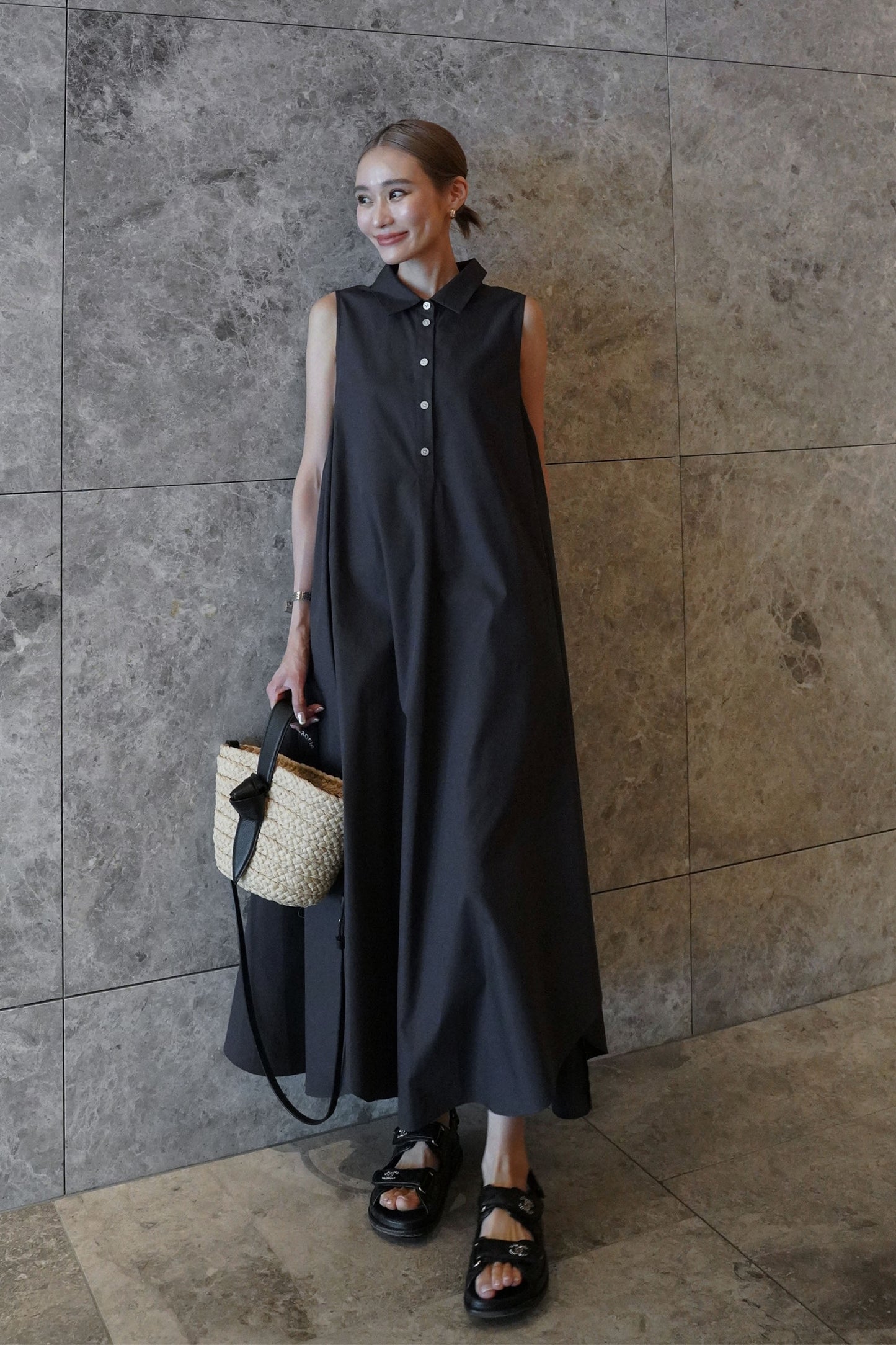 ヘムラインワンピース【BLACK】