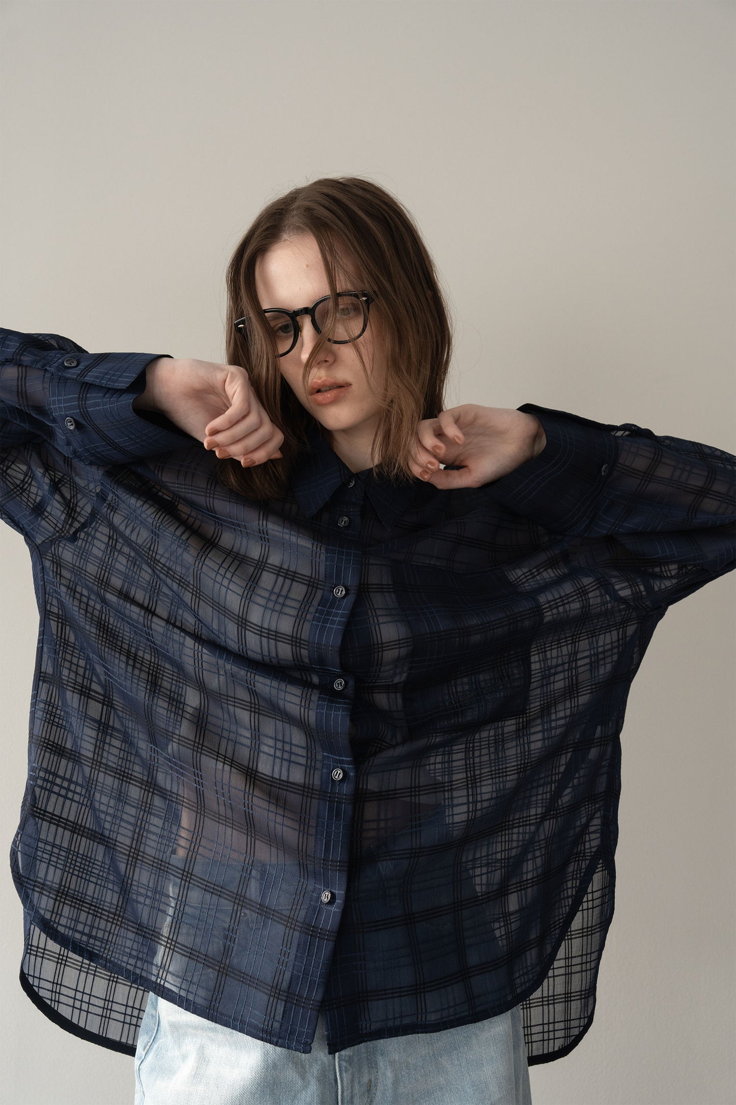 【予約販売5月末配送】シアービックシャツ【NAVY×CHECK】