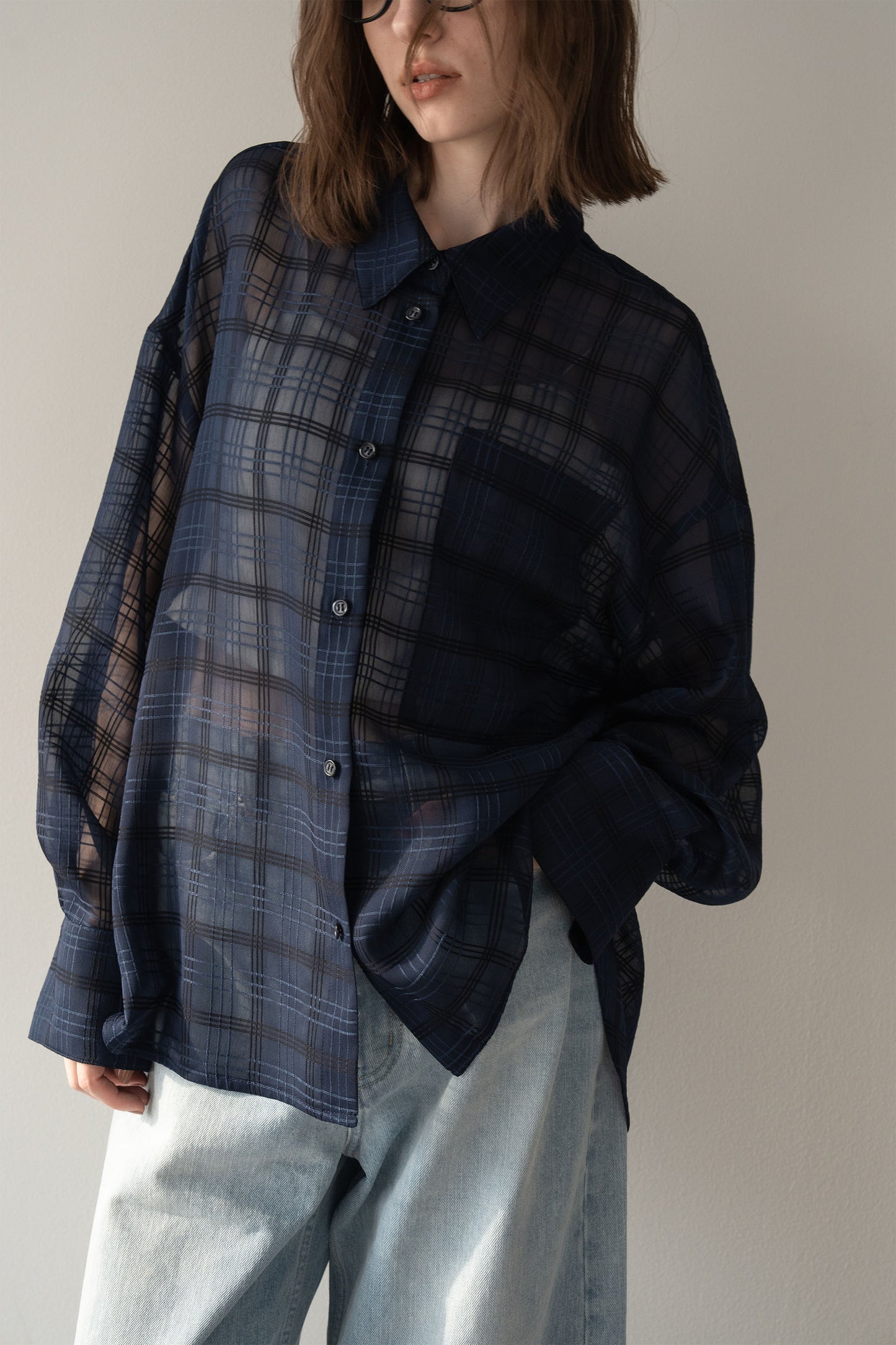 【予約販売5月末配送】シアービックシャツ【NAVY×CHECK】