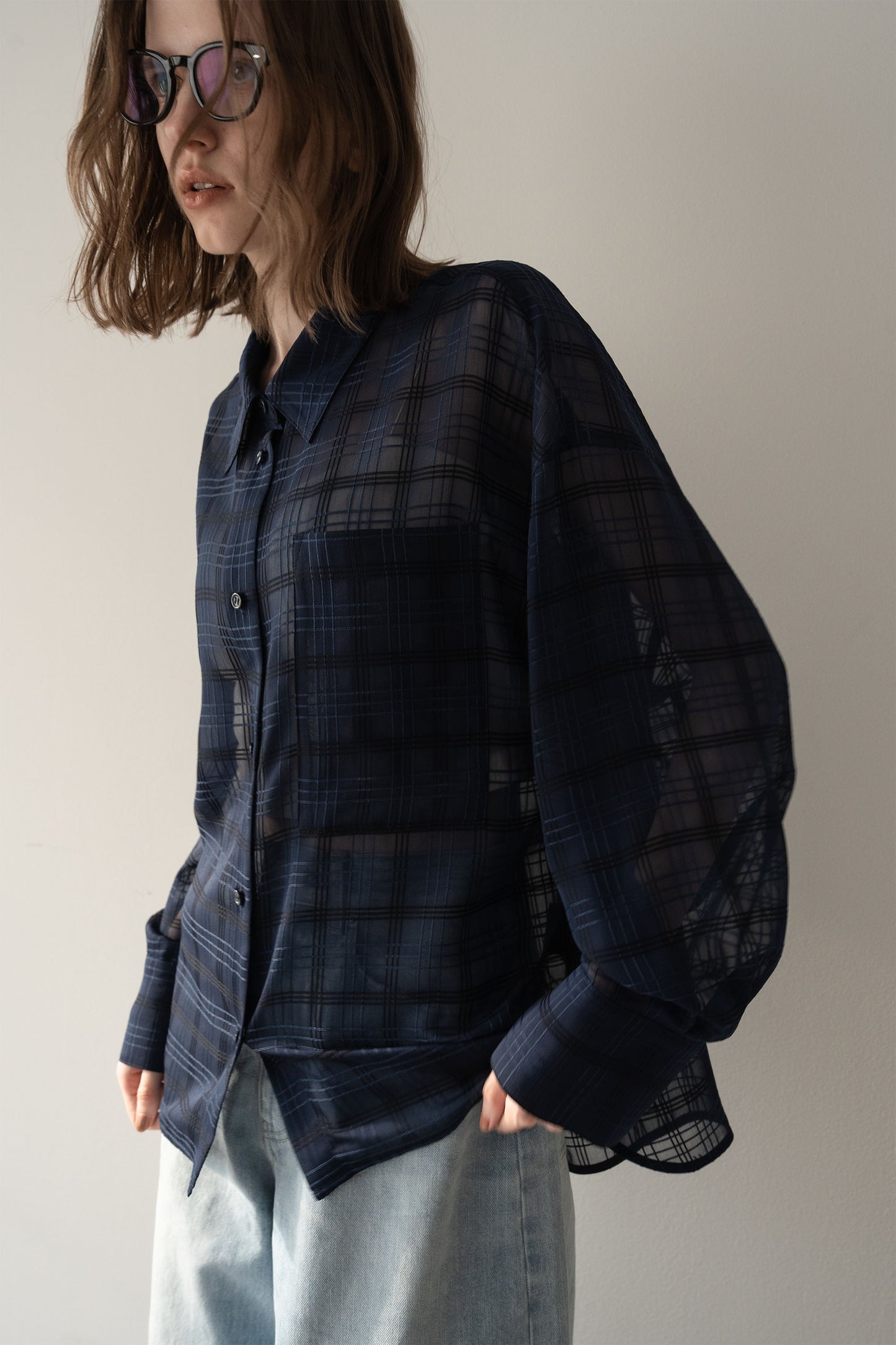 【予約販売5月末配送】シアービックシャツ【NAVY×CHECK】