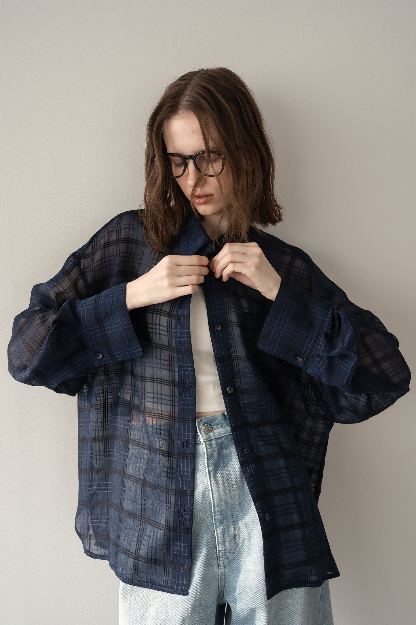 【予約販売5月末配送】シアービックシャツ【NAVY×CHECK】