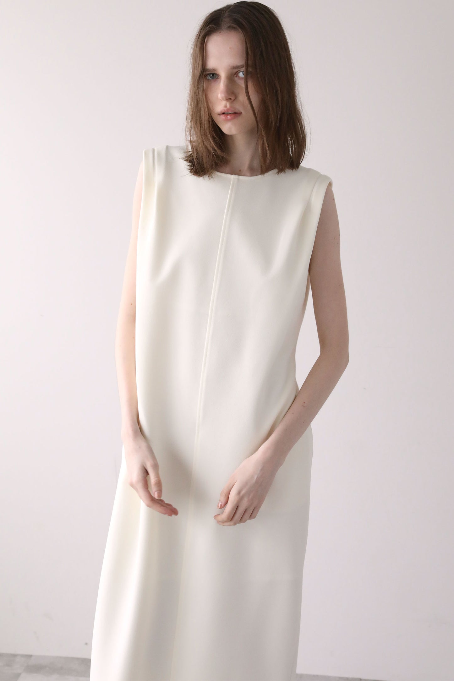 ジョーゼットノースリーブワンピース【WHITE】