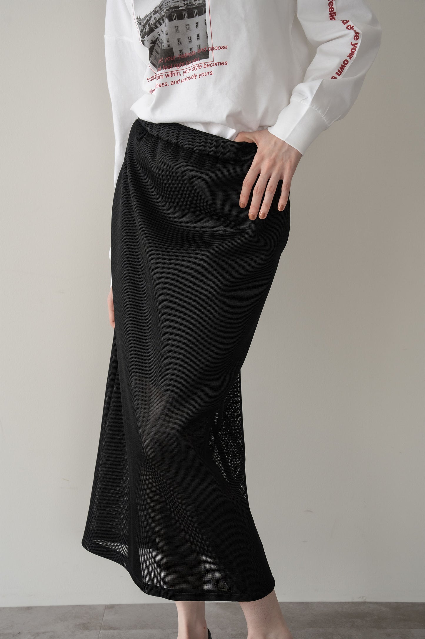 メッシュタイトスカート【BLACK】