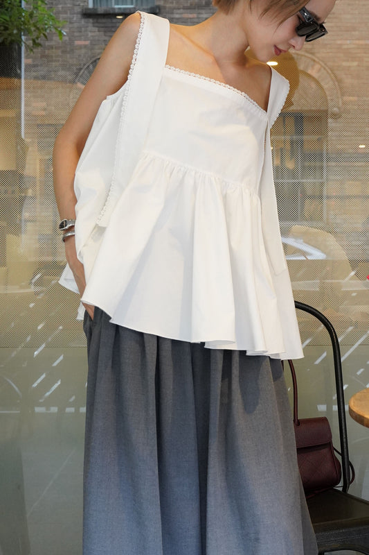 レースタックブラウス【WHITE】