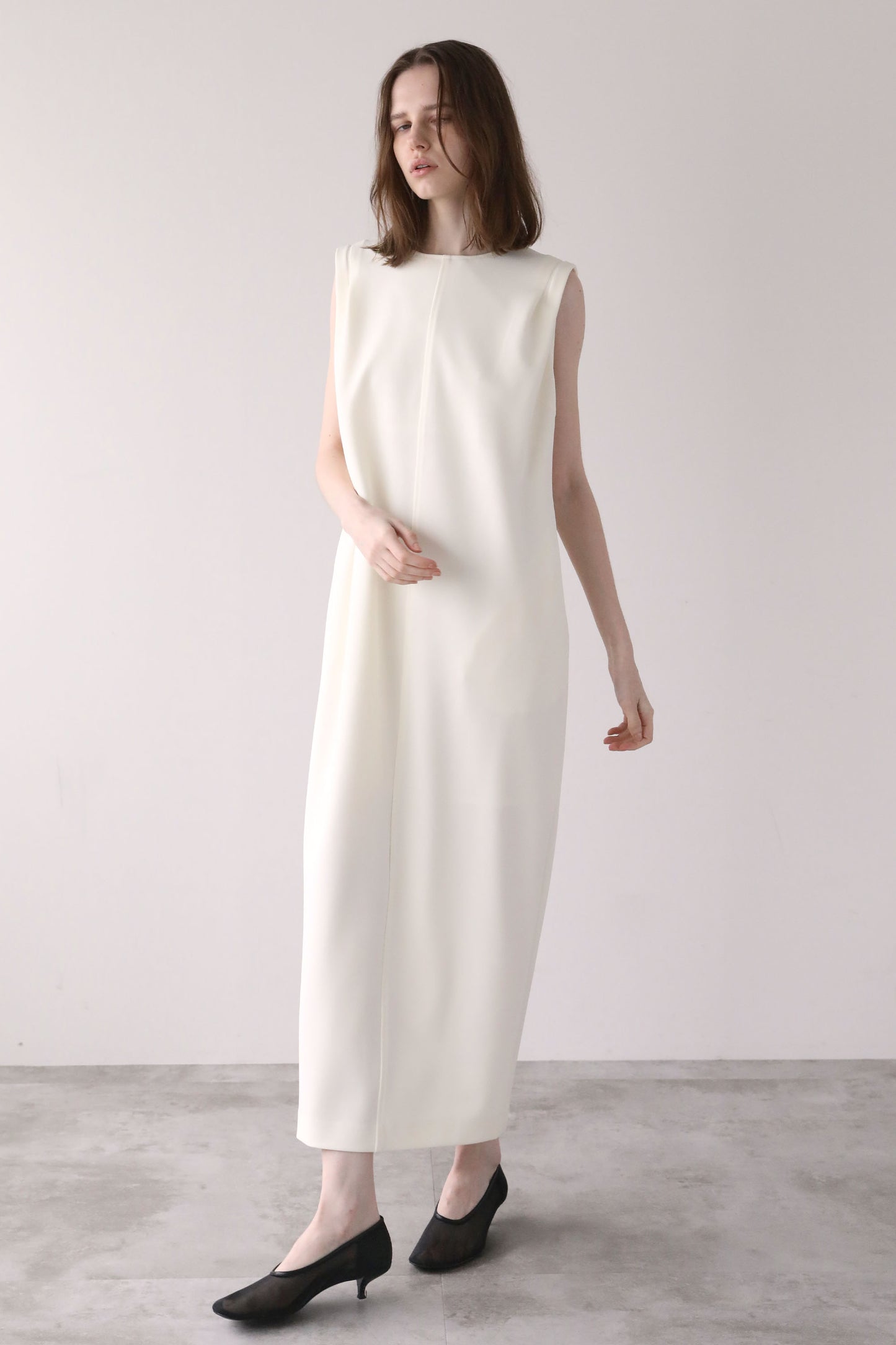 ジョーゼットノースリーブワンピース【WHITE】