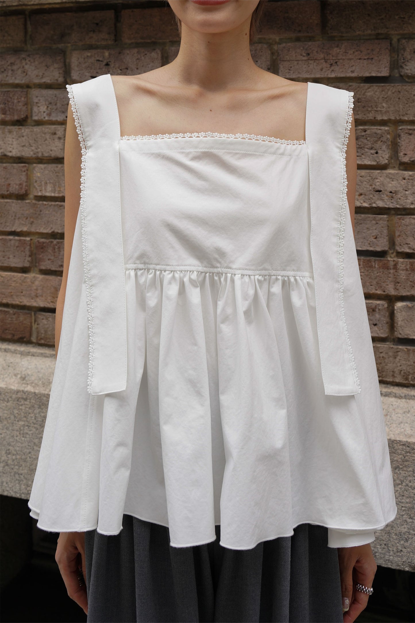 レースタックブラウス【WHITE】