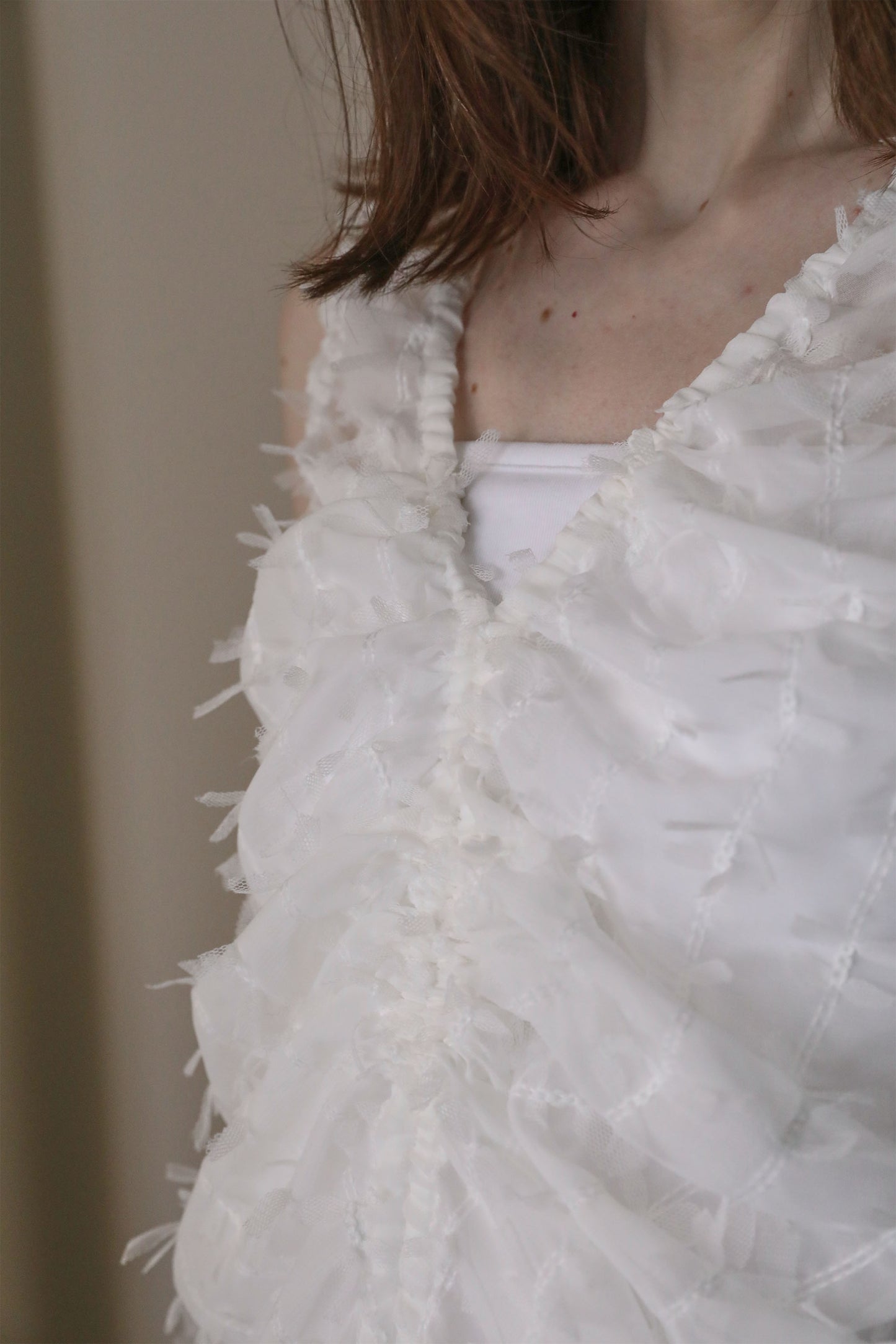 リボンギャザーブラウス【WHITE】