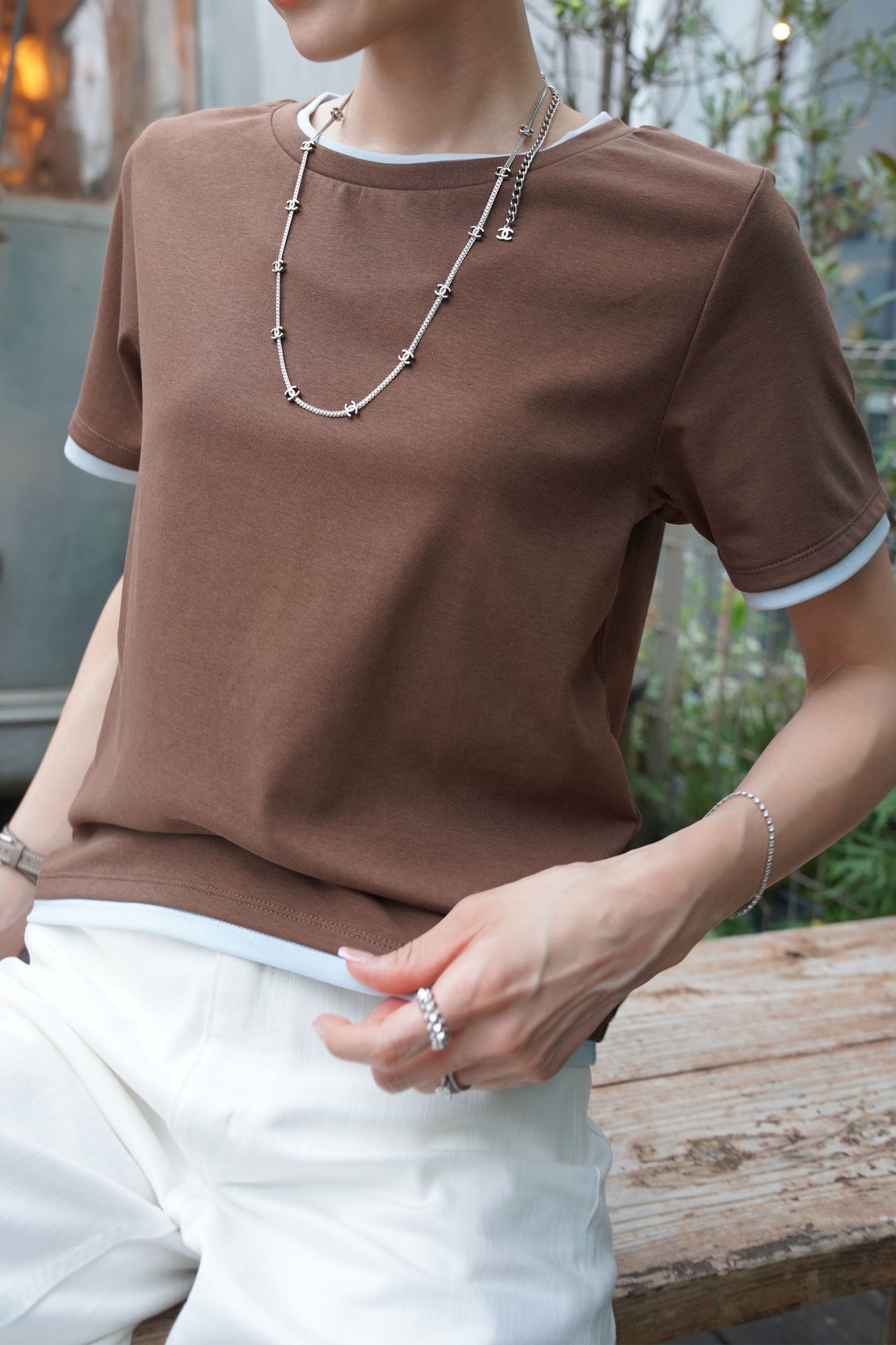 バイカラーTEE【BROWN】