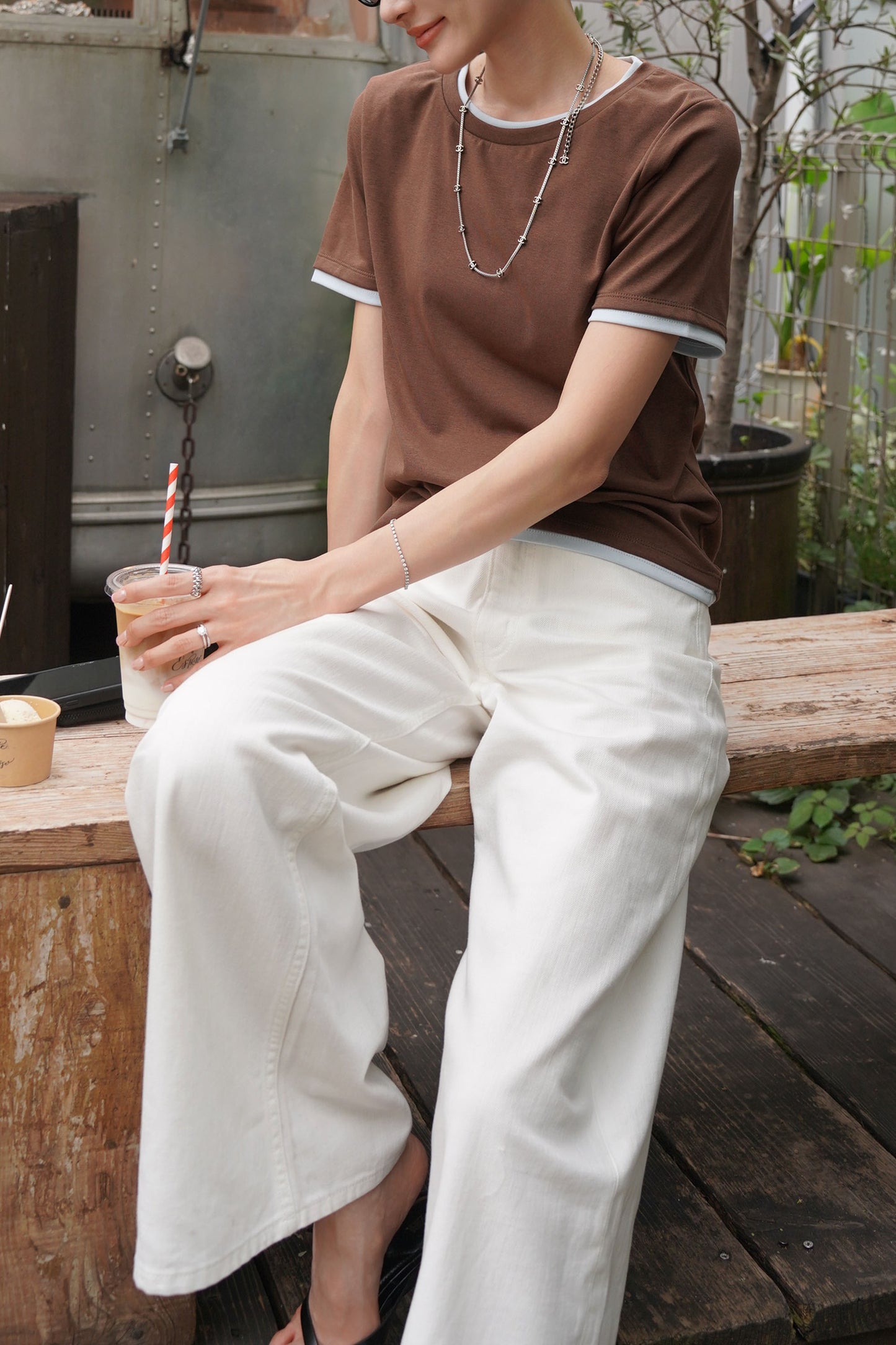 バイカラーTEE【BROWN】