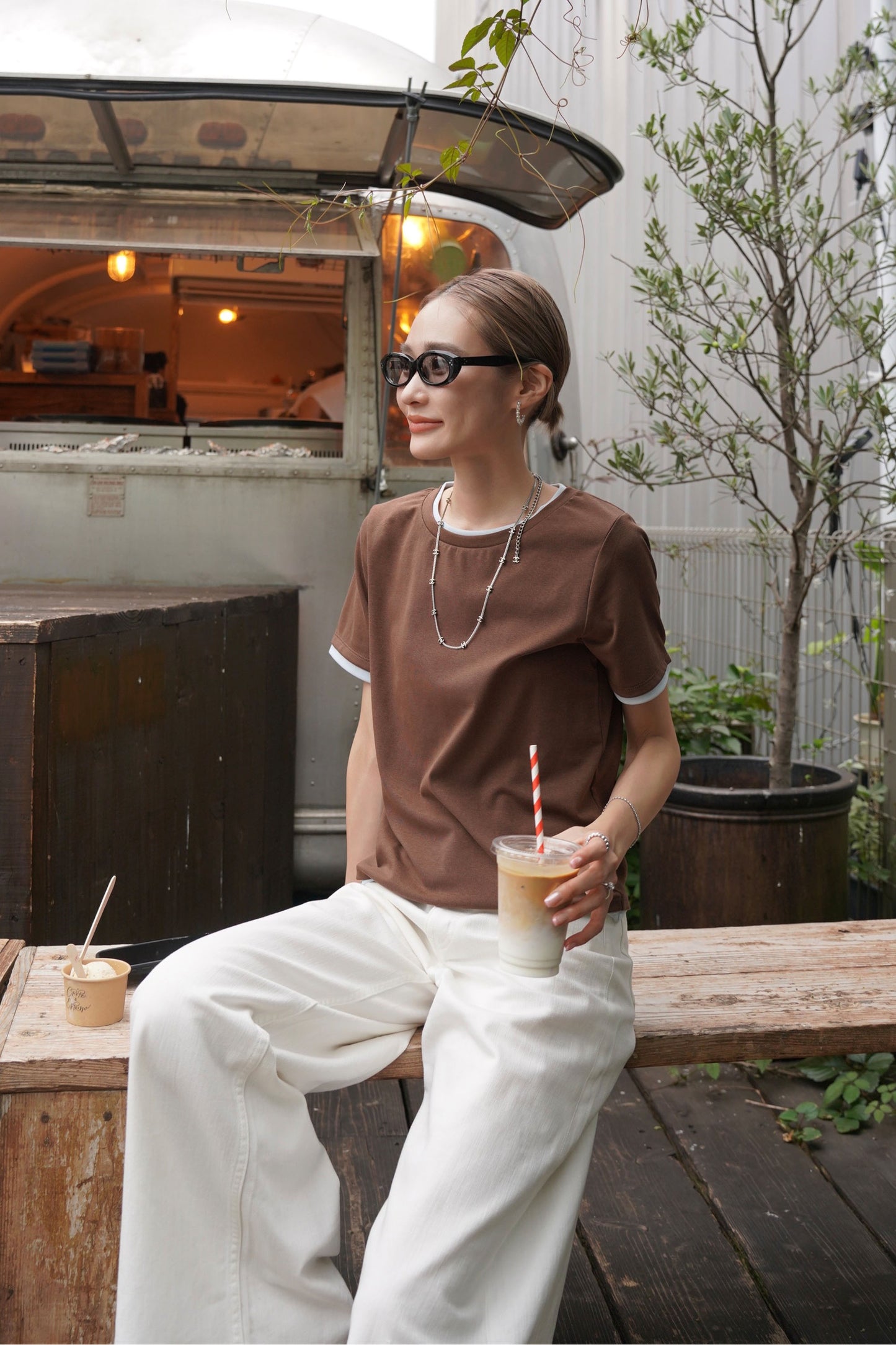 バイカラーTEE【BROWN】