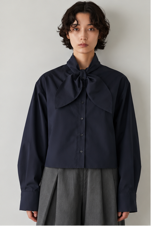 スカーフカラーシャツ【NAVY】