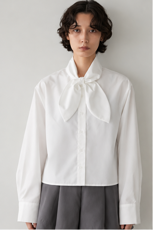 スカーフカラーシャツ【WHITE】