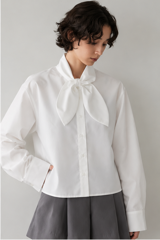 スカーフカラーシャツ【WHITE】