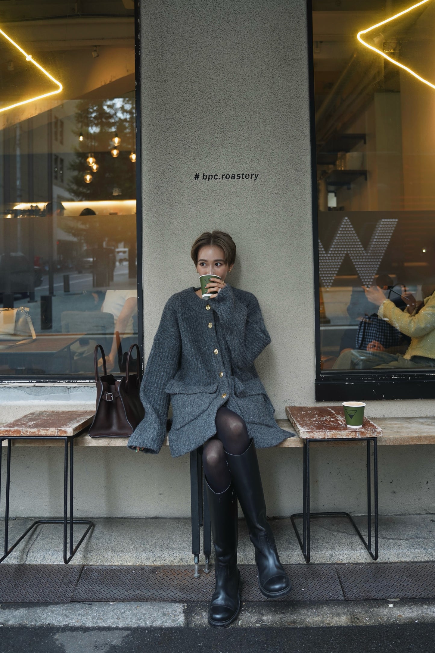 ドッグボタンニットコート【GRAY】