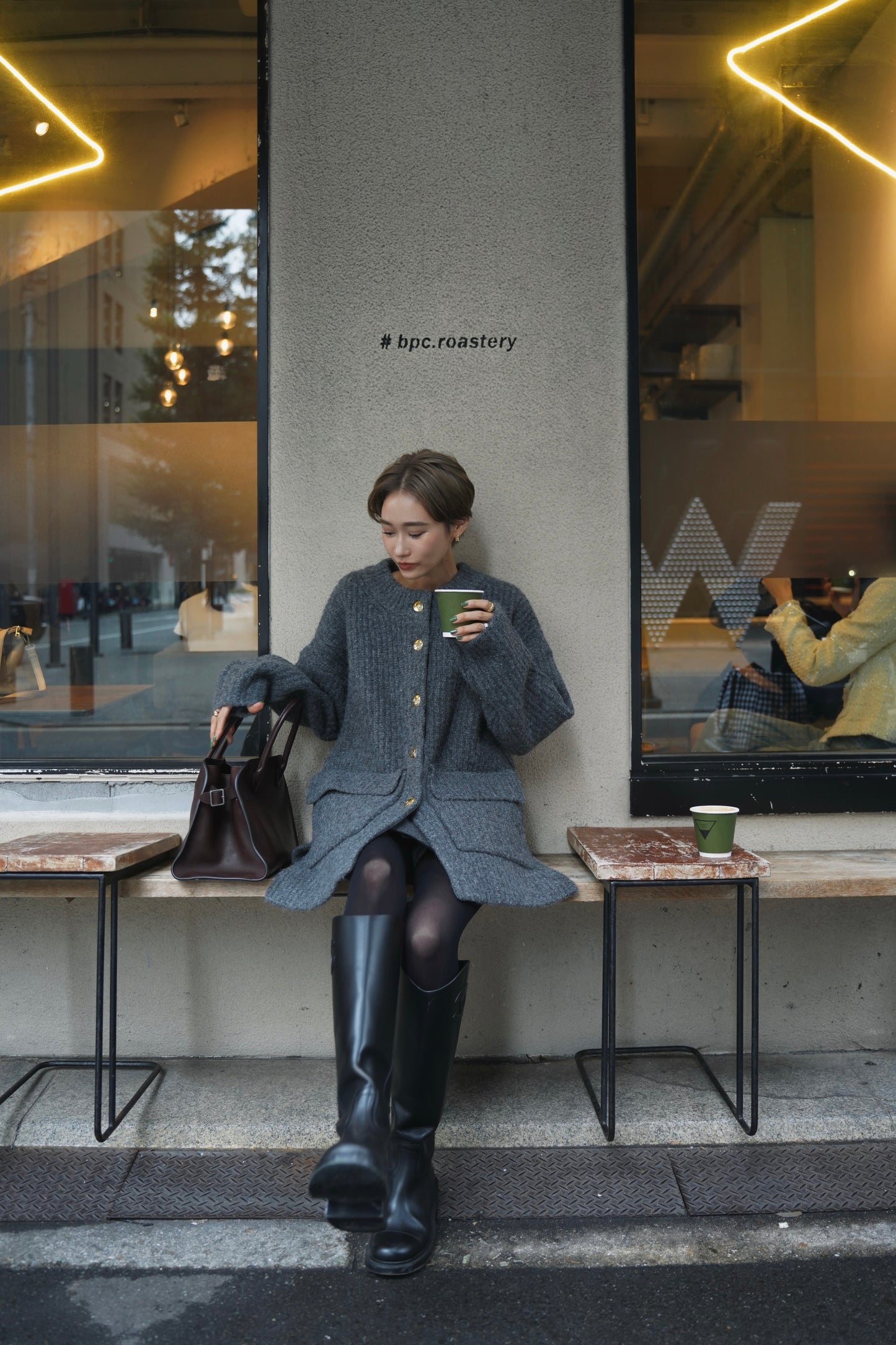 ドッグボタンニットコート【GRAY】