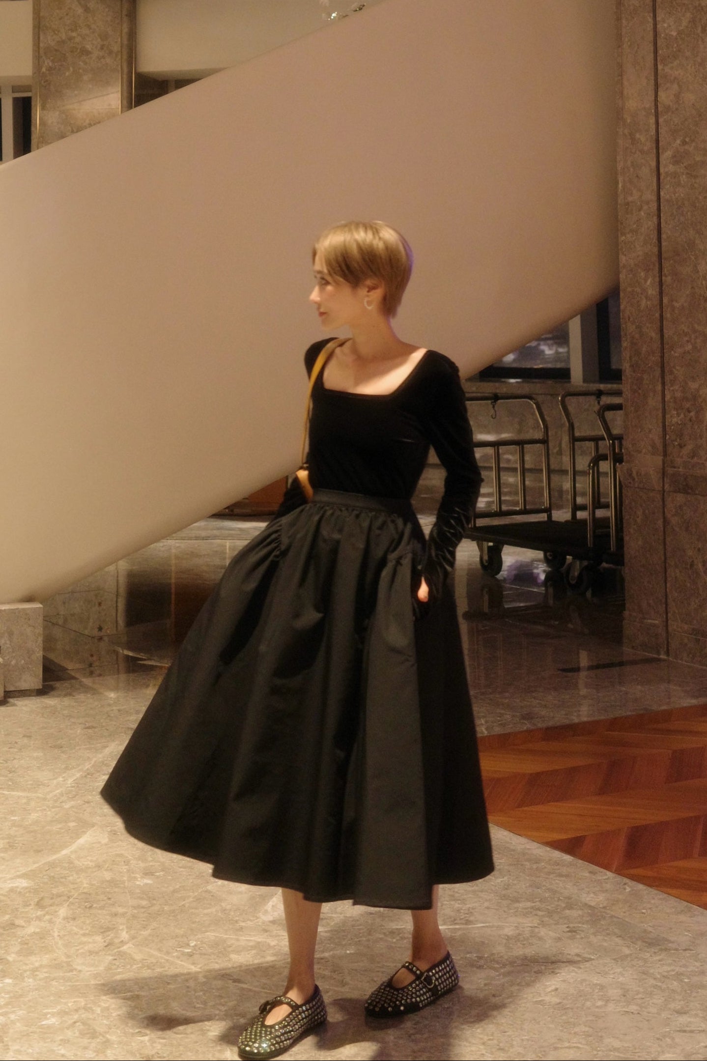 アジャストギャザースカート【BLACK】