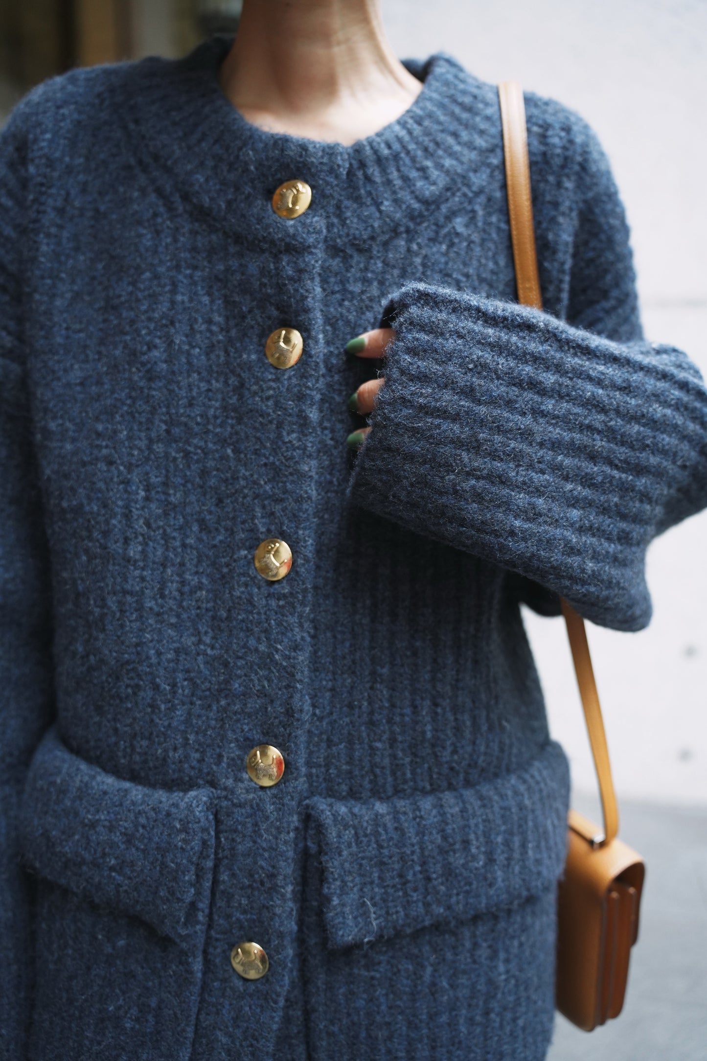 ドッグボタンニットコート【BLUE】