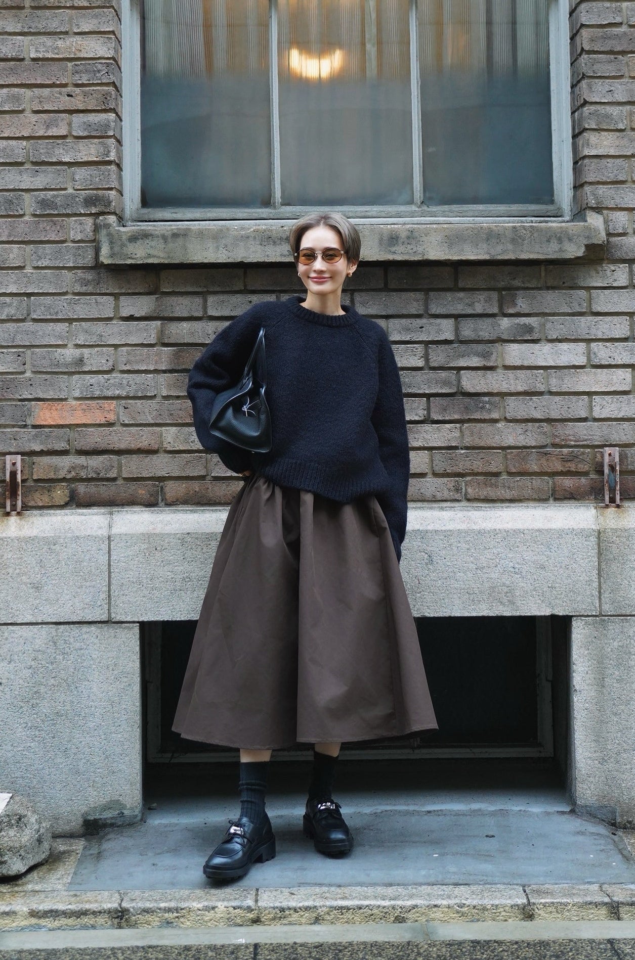 アジャストギャザースカート【BROWN】