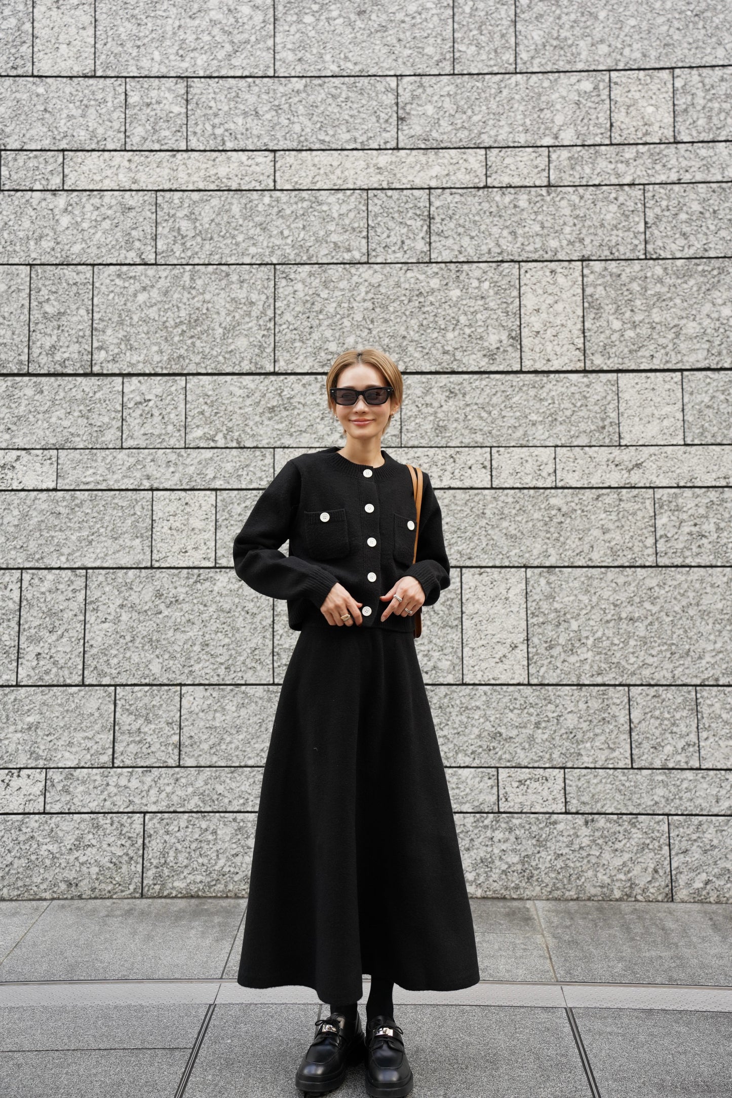 ニットフレアスカート【BLACK】