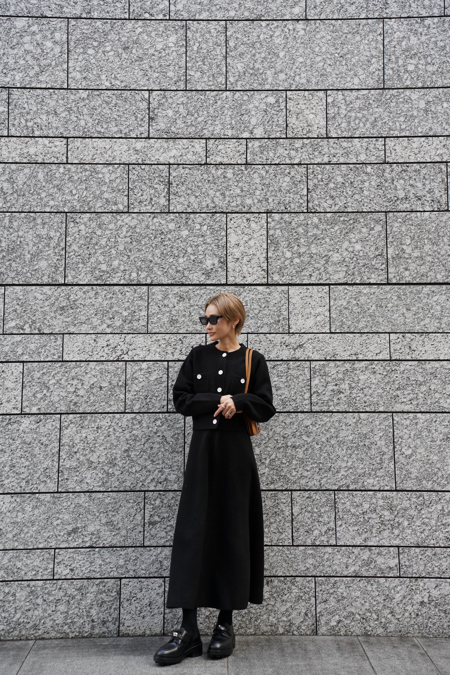 ニットフレアスカート【BLACK】