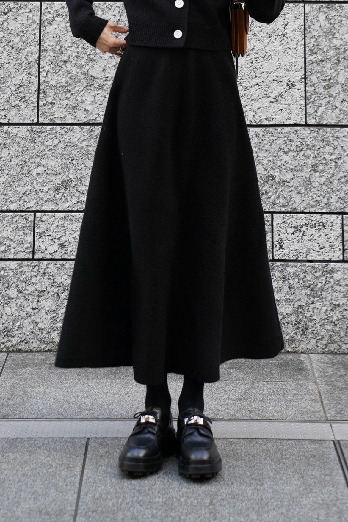 ニットフレアスカート【BLACK】
