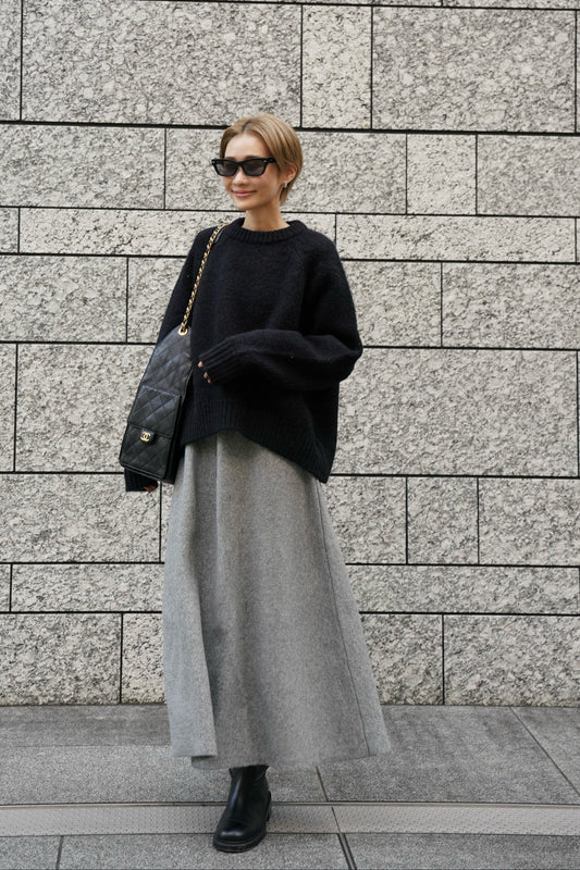 ニットフレアスカート【GRAY】