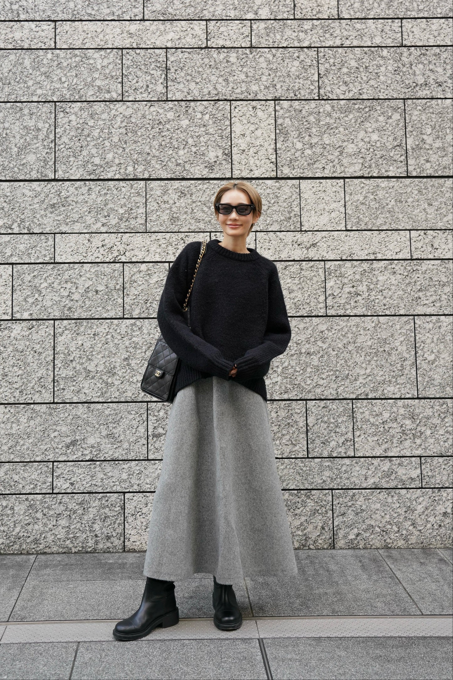 ニットフレアスカート【GRAY】