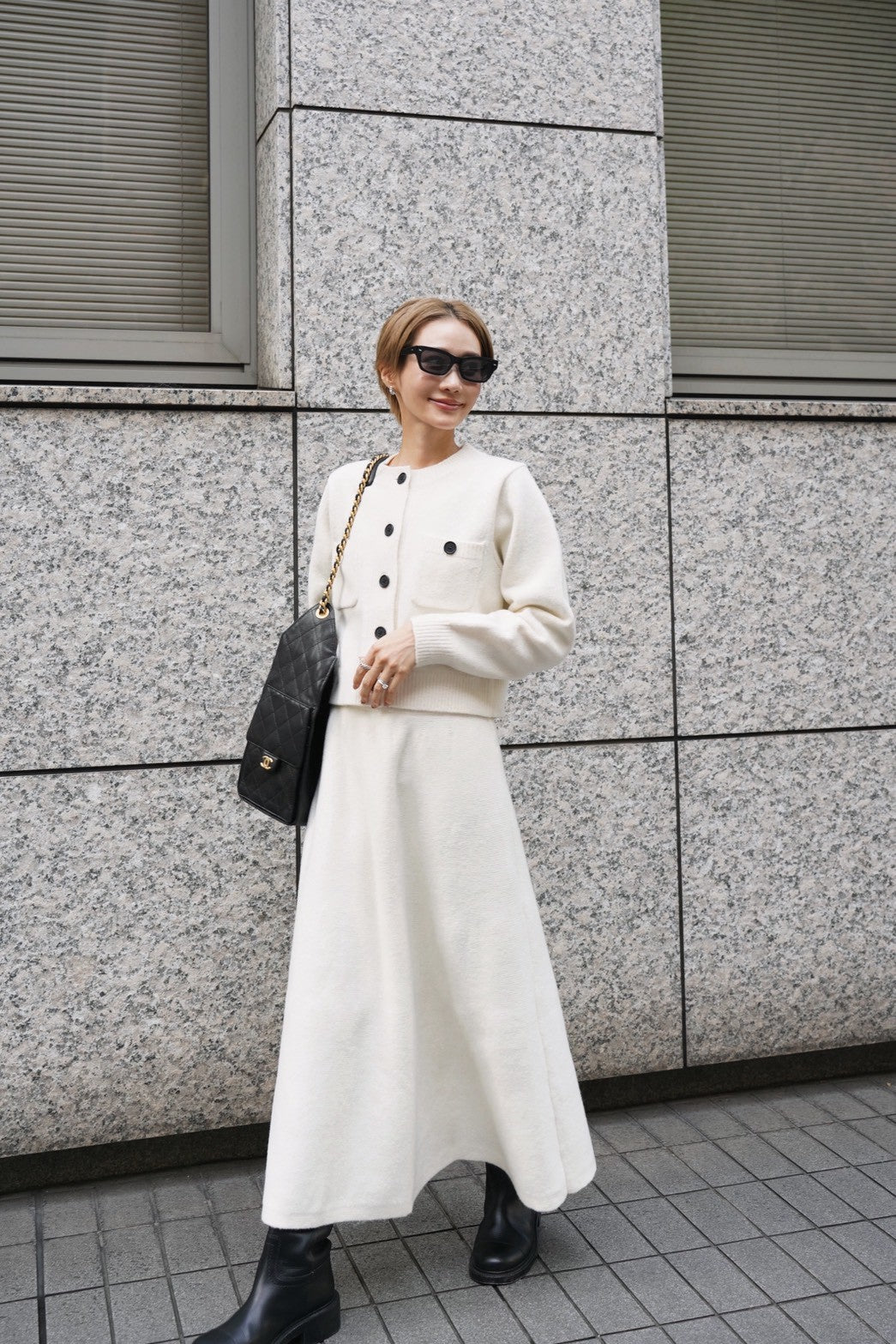 ニットフレアスカート【WHITE】