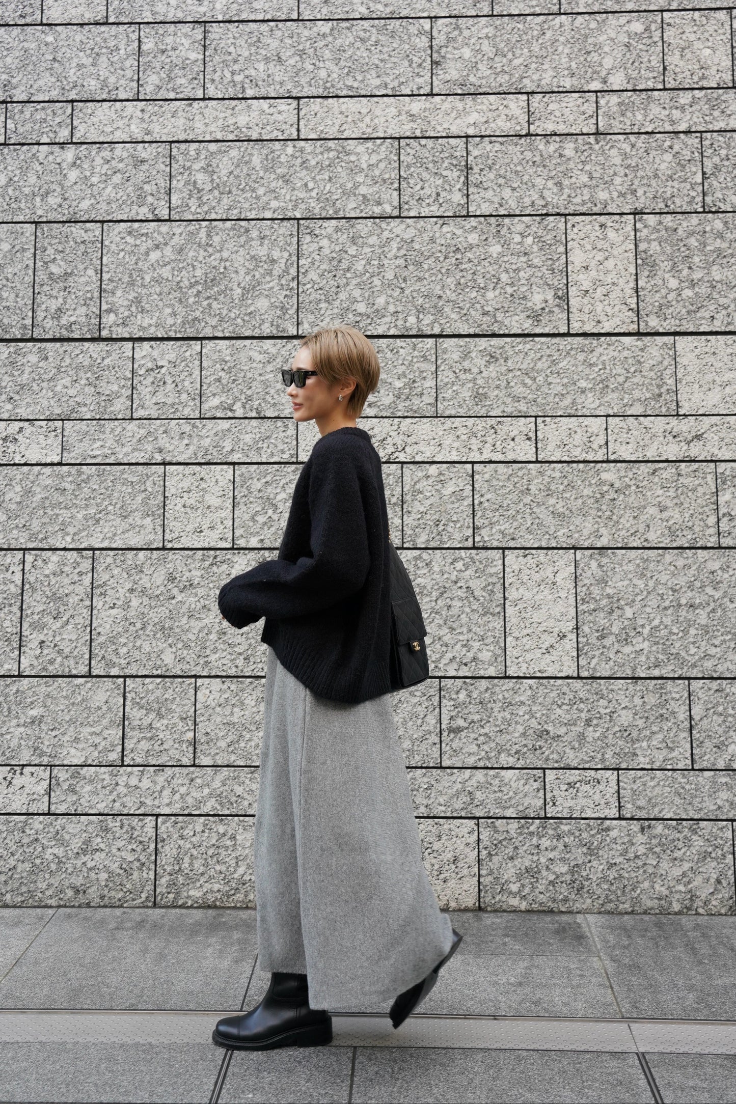 ニットフレアスカート【GRAY】