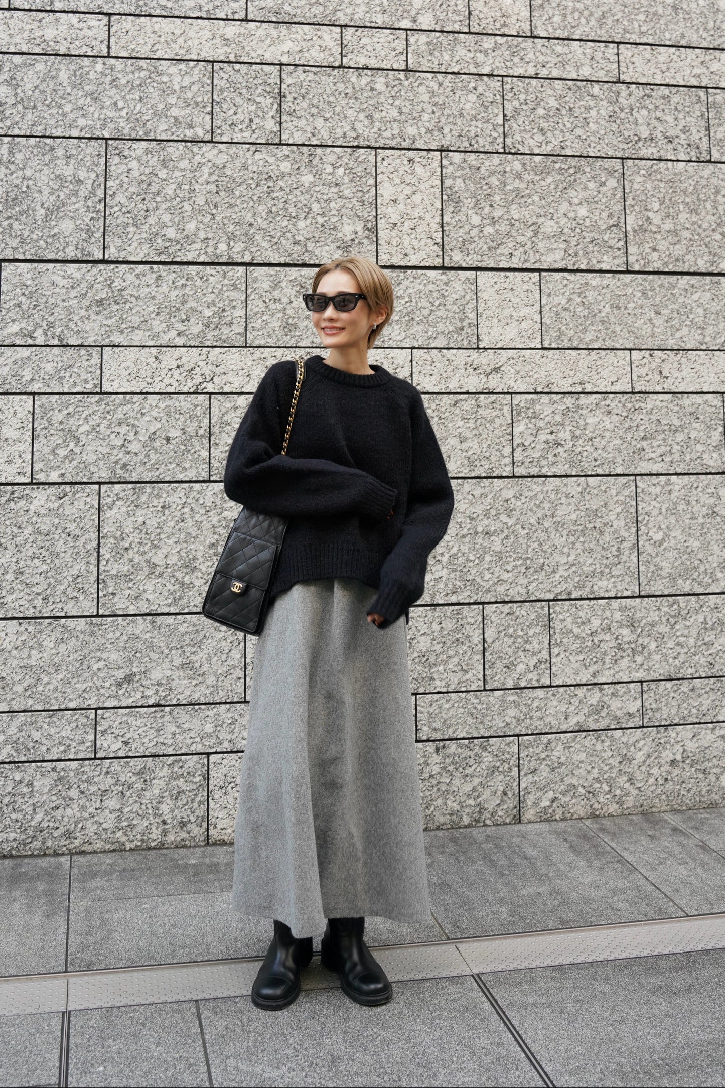 ニットフレアスカート【GRAY】