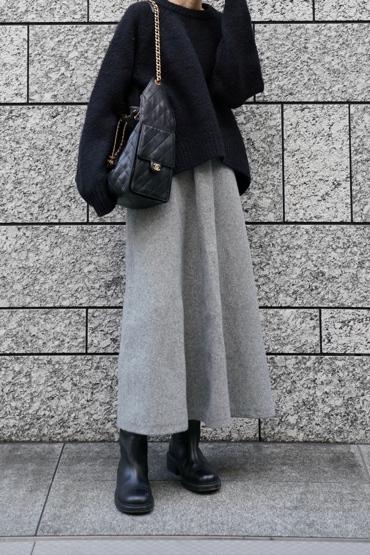 ニットフレアスカート【GRAY】