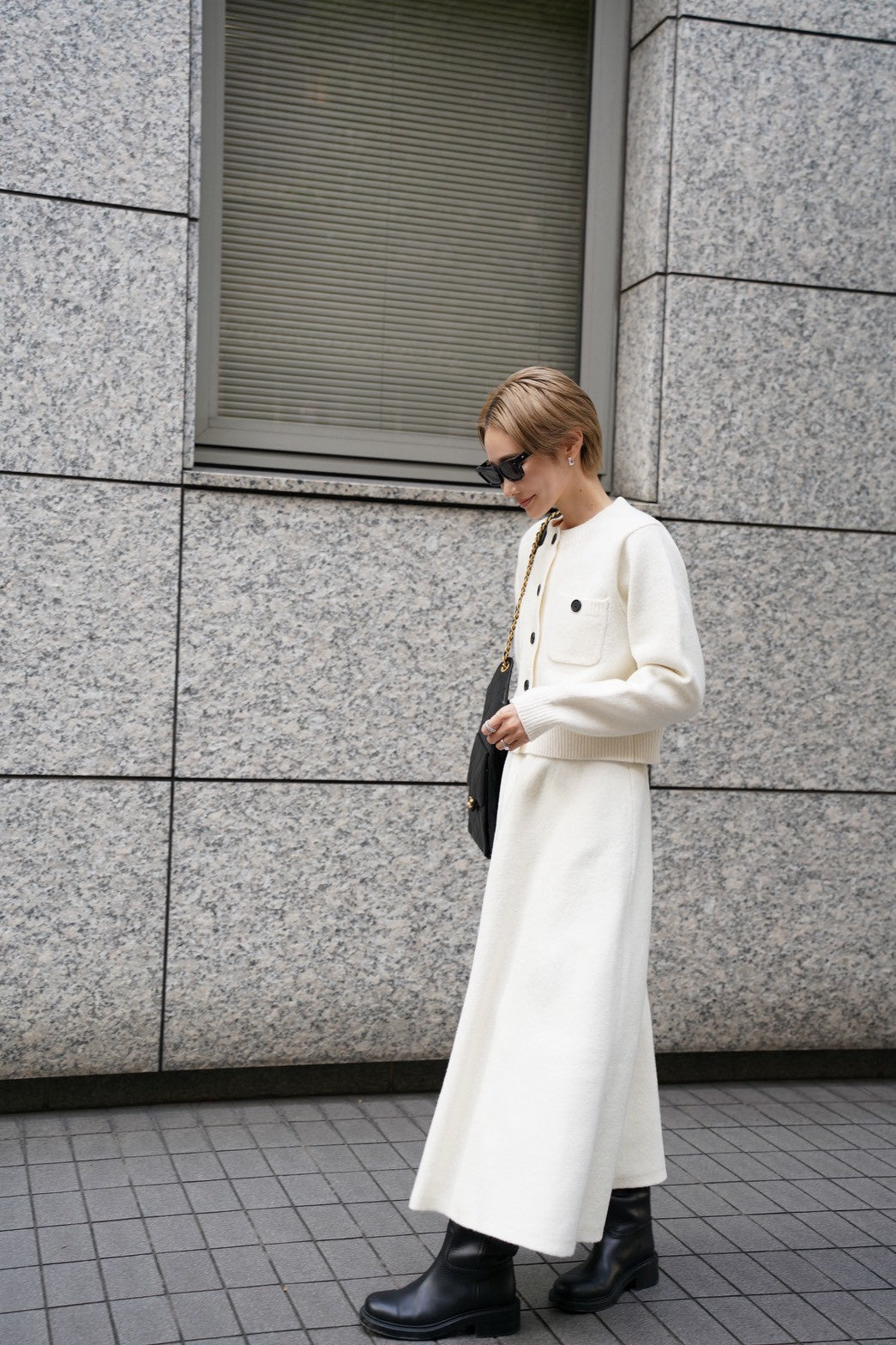 ニットフレアスカート【WHITE】