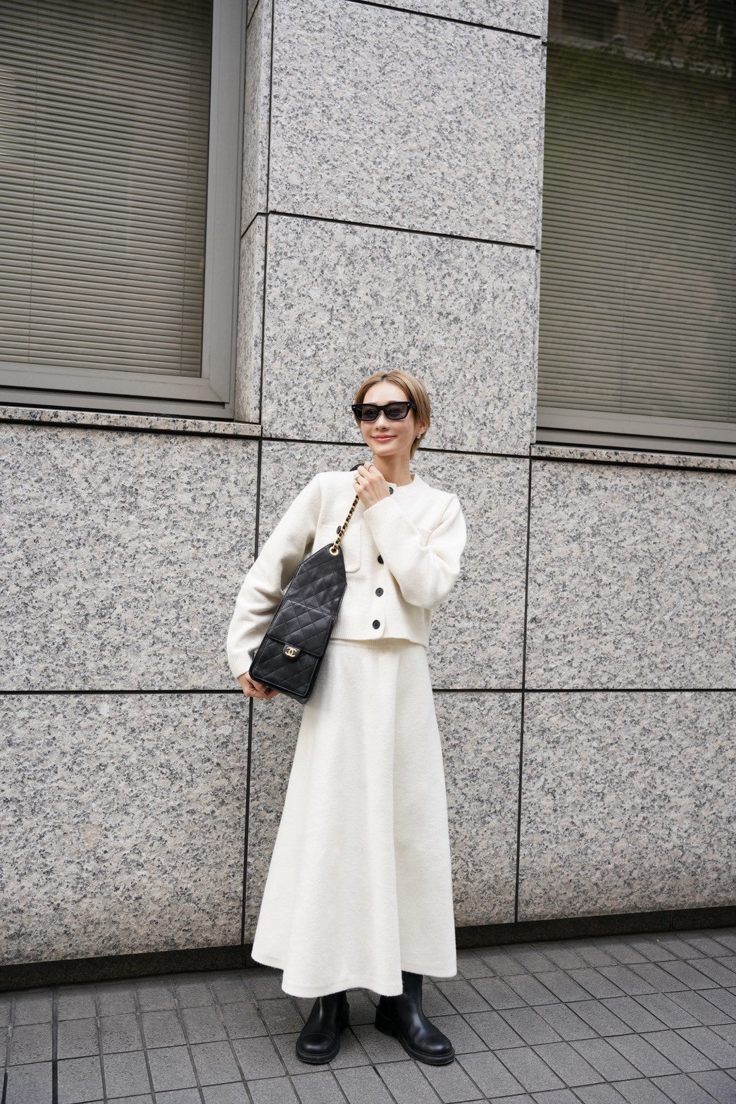 ニットフレアスカート【WHITE】