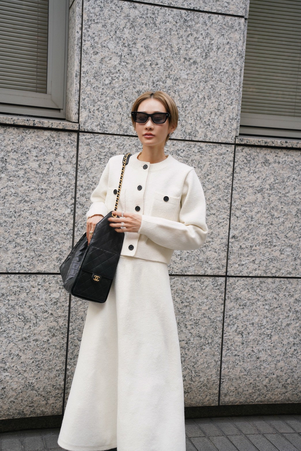 ニットフレアスカート【WHITE】