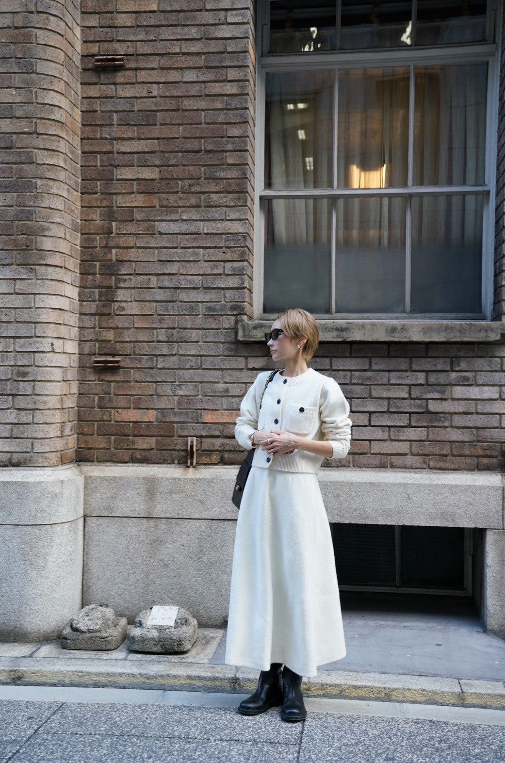 ニットフレアスカート【WHITE】